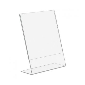 Table Tent: Clear Acrylic Table Tent Card Holder, 5 x 7 in., Easel Style